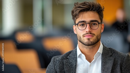 A law student presenting a thesis on the evolution of legal systems photo