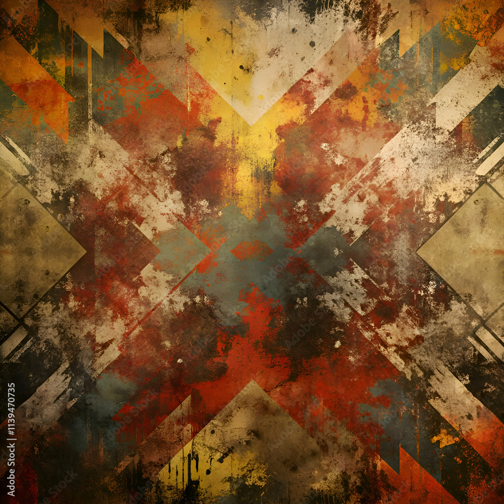 Obraz premium Abstract Grunge Texture Background. Geometric Shapes and Vintage Design