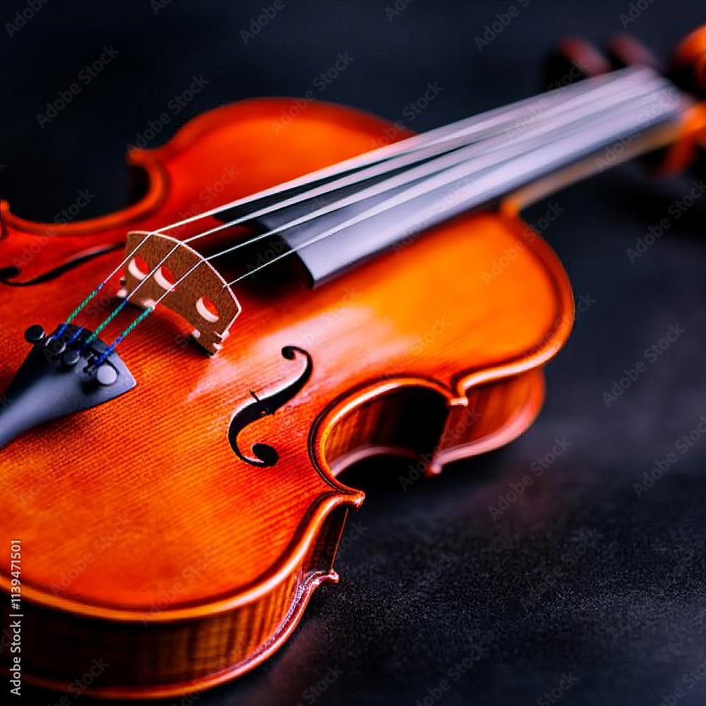 Fototapeta premium Exquisite Violin Closeup A Symphony of Warmth and Elegance
