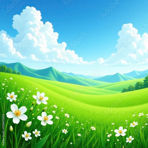 lush green fields with blooming jasmine flowers, flower field, nature, bloom
