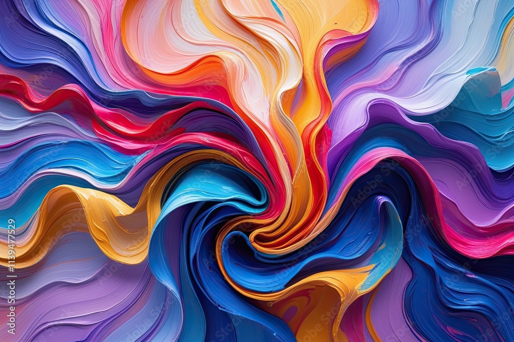 Obraz premium Ethereal Paint Swirl Ribbon Brush Texture with Vivid Colors and Flow