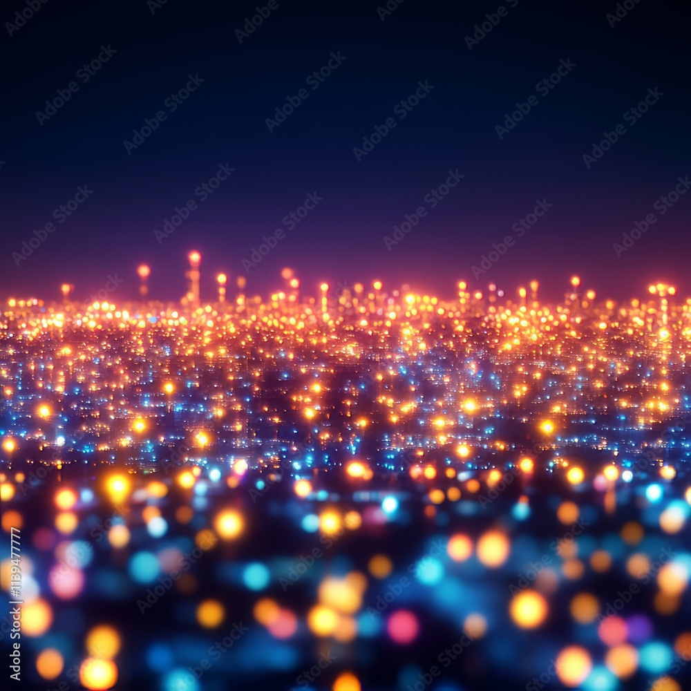 Obraz premium Futuristic Cityscape Glowing Lights and Digital Metropolis