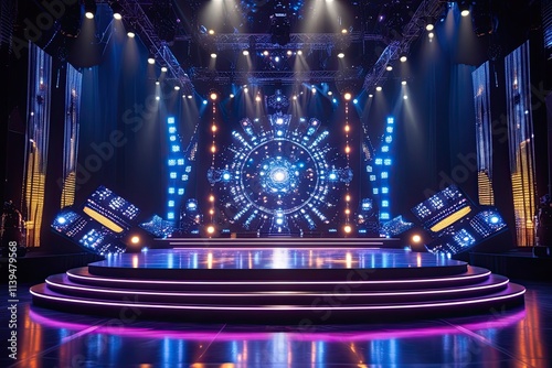 Cutting Edge 3D Dazzling Digital Technology Stage Environment photo