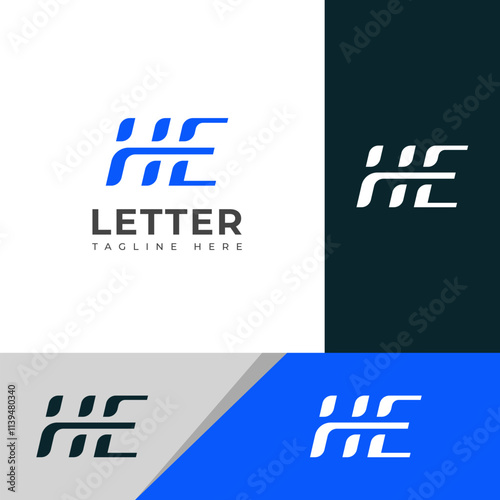 Creative HE, EH letter logo design template elements. Modern abstract digital alphabet letter logo.