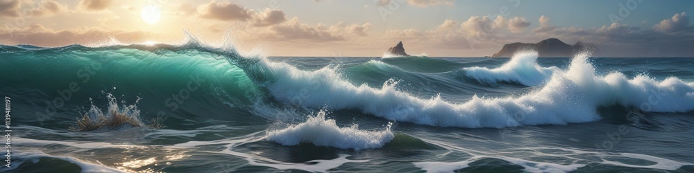Naklejka premium Bubbly seawater with ocean waves and sea creatures , spiral, energy, aquatic
