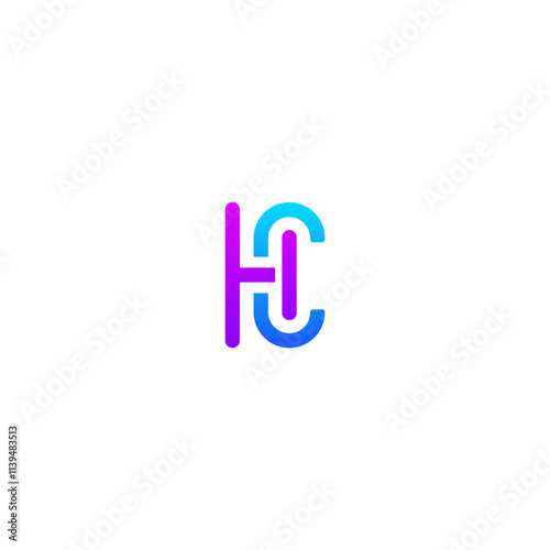 Creative HC, CH letter logo design template elements. Modern abstract digital alphabet letter logo.