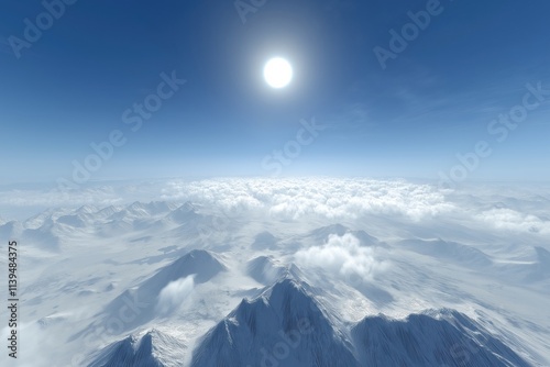 Snowy Mountain Range Under a Bright Sun