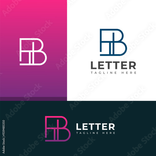 Creative HB, BH letter logo design template elements. Modern abstract digital alphabet letter logo