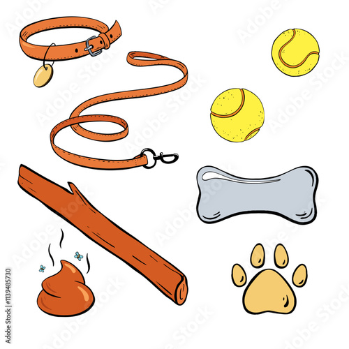 The Essential Dog Accessories and Toys Every Pet Owner Should Consider for their Pets.Vector illustration. Pet shop