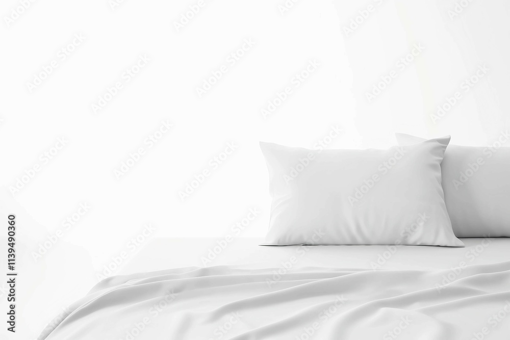 White Bed , Isolated white background, flat lay White Bed , Isolated white background, flat lay