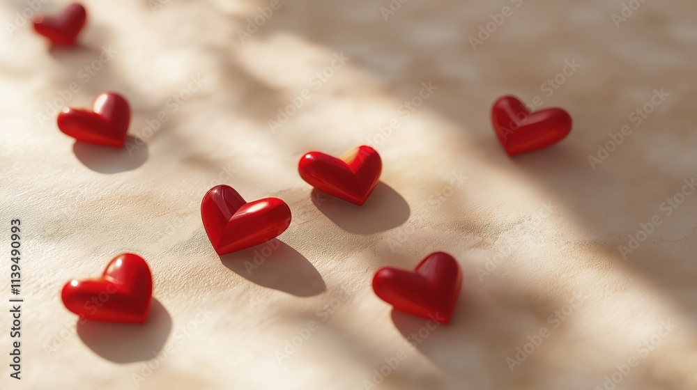 Red Hearts on a Textured Background Red Hearts on a Textured Background