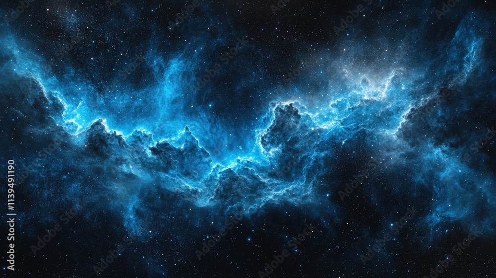 Fototapeta premium Ethereal nebula in starry night sky. Celestial galaxy in vast cosmos with stars. Universe and astronomy context, abstract artistic style, perfect for cosmic exploration themes.