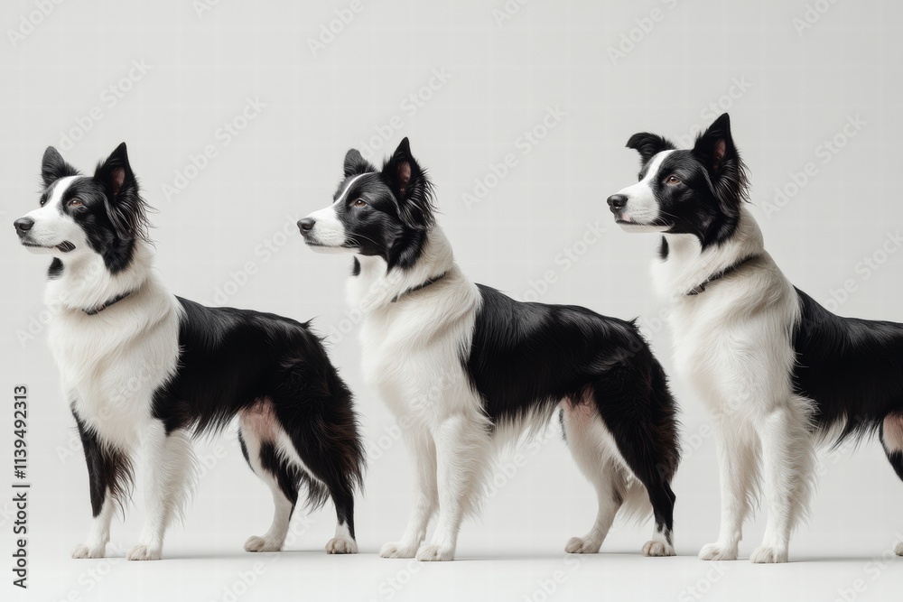 Three Border Collies Studio Shot Three Border Collies Studio Shot