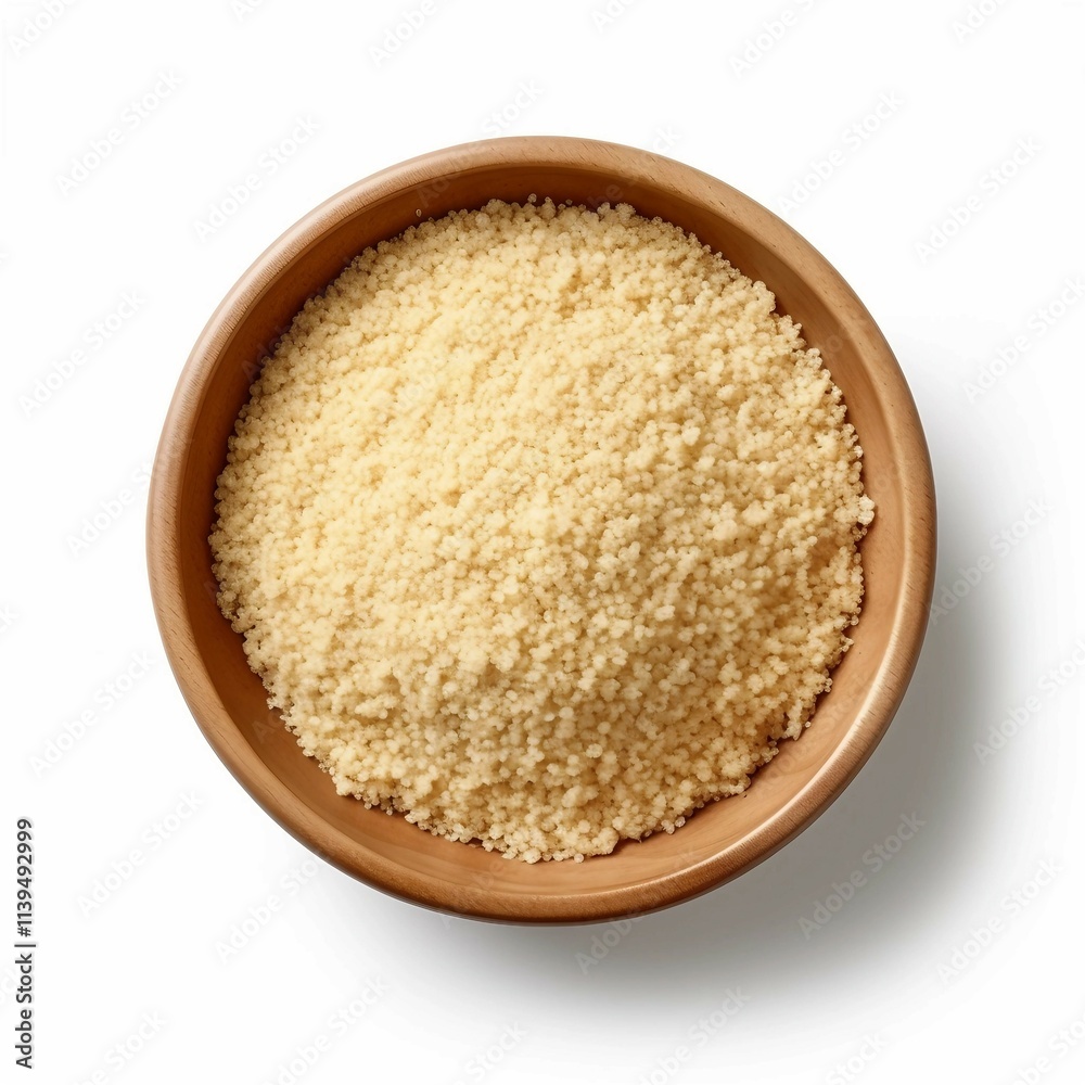 bowl of quinoa , Isolated white background, flat lay bowl of quinoa , Isolated white background, flat lay