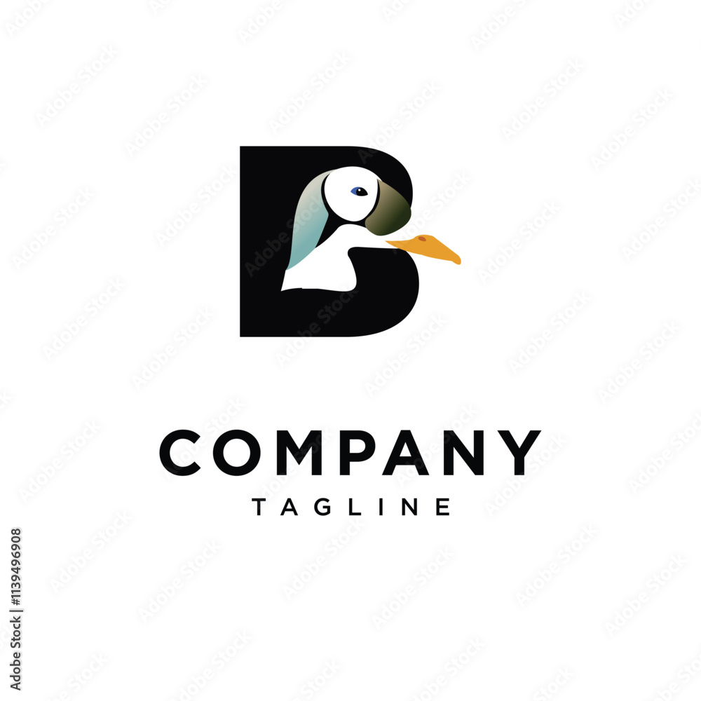 Obraz premium Letter B Spectacled Eider Logo Icon Vector
