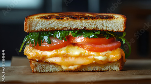 magazine quality photo of a delicious looking Grilled Cheese sandwich, food photography