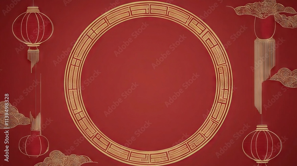 Red background, Chinese new year background with big circle Red background, Chinese new year background with big circle