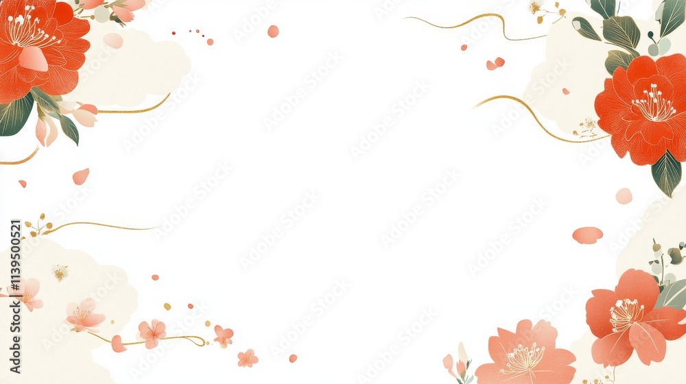 Simple white background with Chinese new year decoration, copy space for text.