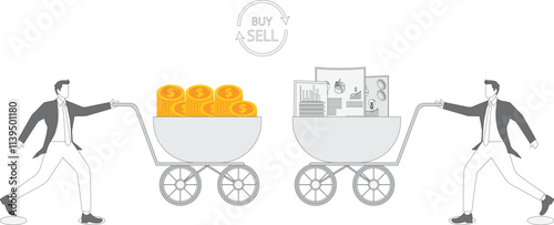 Buying and selling options and decisions, merchant investors or stock market traders analyze and observe the buying or selling of stocks