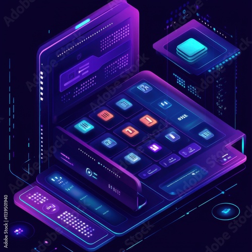 Wallpaper Mural Futuristic digital interface design showcasing vibrant colors and sleek graphics for tech enthusiasts. Torontodigital.ca