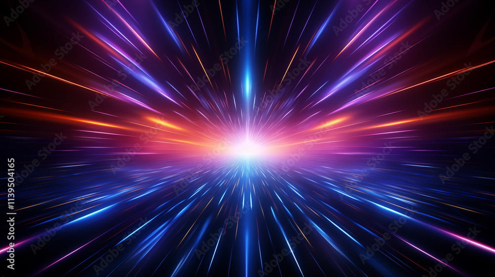 A bright blue and orange light with many purple and red streaks. The light is very bright and colorful A bright blue and orange light with many purple and red streaks. The light is very bright and colorful