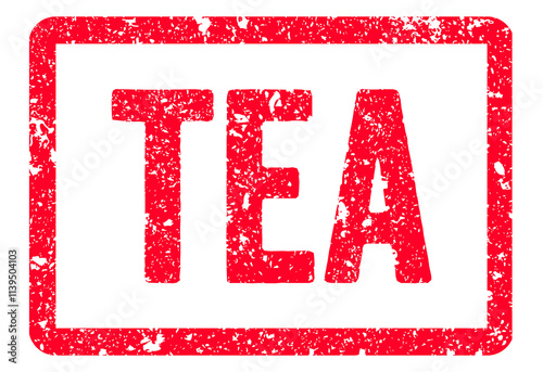 Tea Stamp Transparent Seal, Red Grunge Tea Word Rubber Stamp Seal