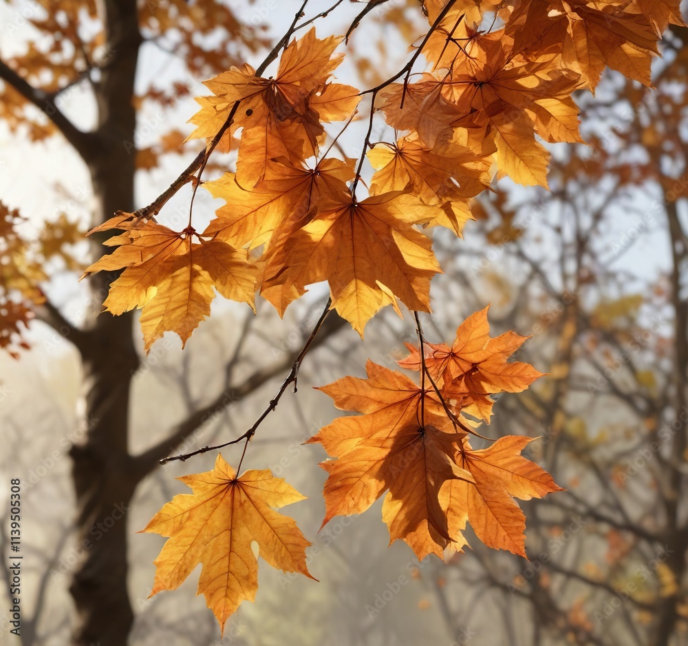 Dried and crinkled autumn leaves clinging to tree branches, tree bark, seasonal change Dried and crinkled autumn leaves clinging to tree branches, tree bark, seasonal change