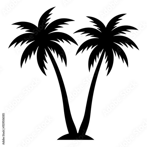 Set of tropical beach palm tree vector, Palm tree collection silhouette art & illustration