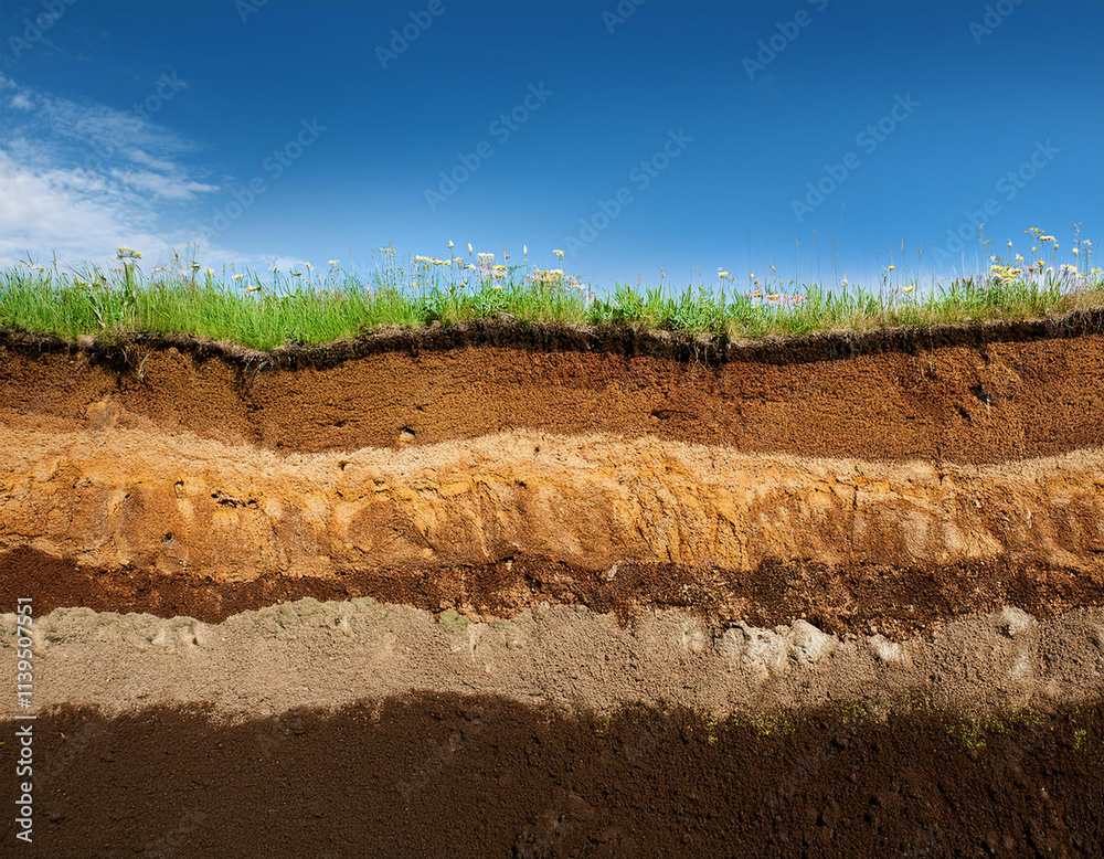 Fototapeta premium soil section with various layers
