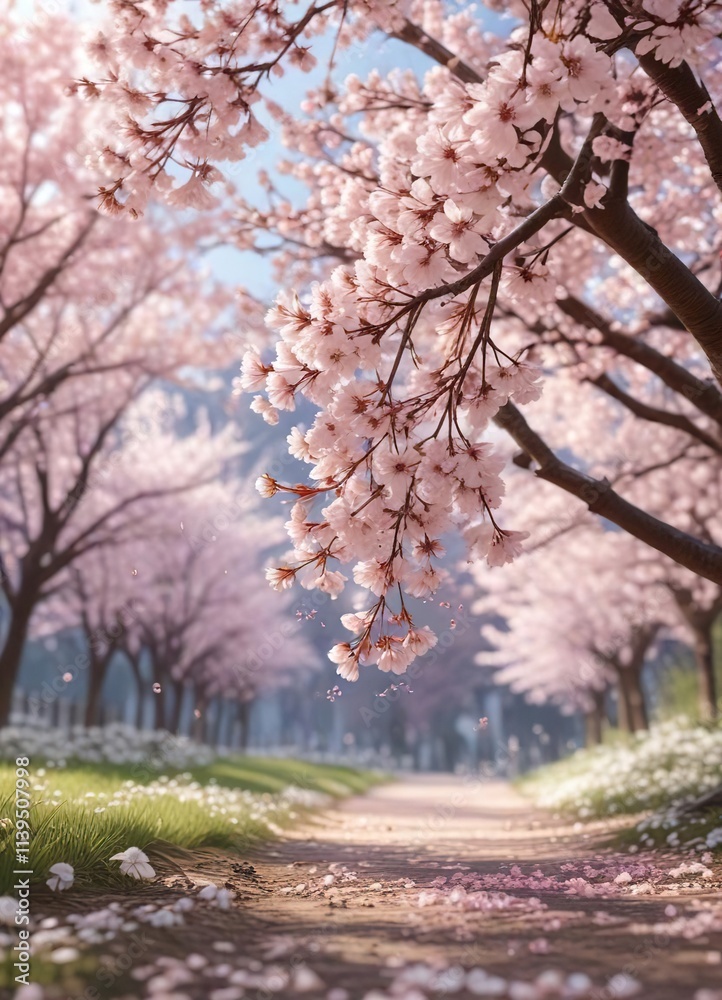 Cherry blossoms falling from trees in a soft pink and white hue as they gently float down to the ground, soft pink, flowers, blossoms Cherry blossoms falling from trees in a soft pink and white hue as they gently float down to the ground, soft pink, flowers, blossoms