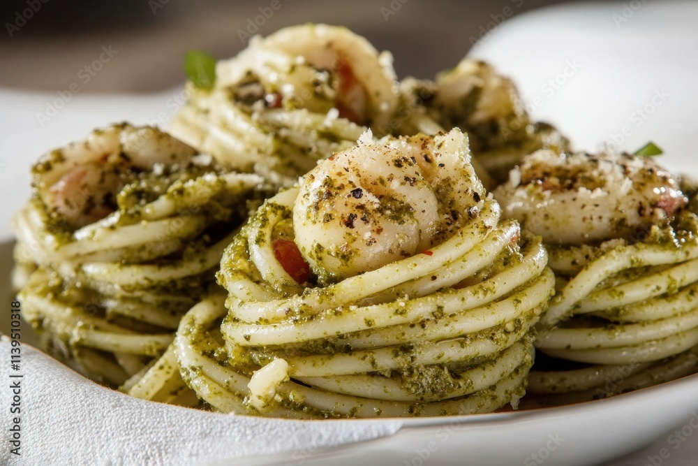Experience the rich flavors of homemade pesto with your spaghetti. Experience the rich flavors of homemade pesto with your spaghetti.