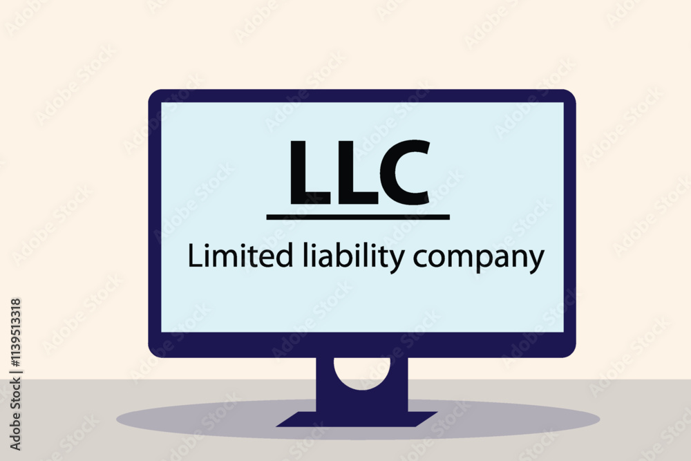 LLC Limited liability company letter in a computer business concept background. vector illustration design concept LLC Limited liability company letter in a computer business concept background. vector illustration design concept