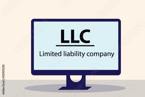 LLC  Limited liability company letter in  a computer  business concept background. vector illustration design concept