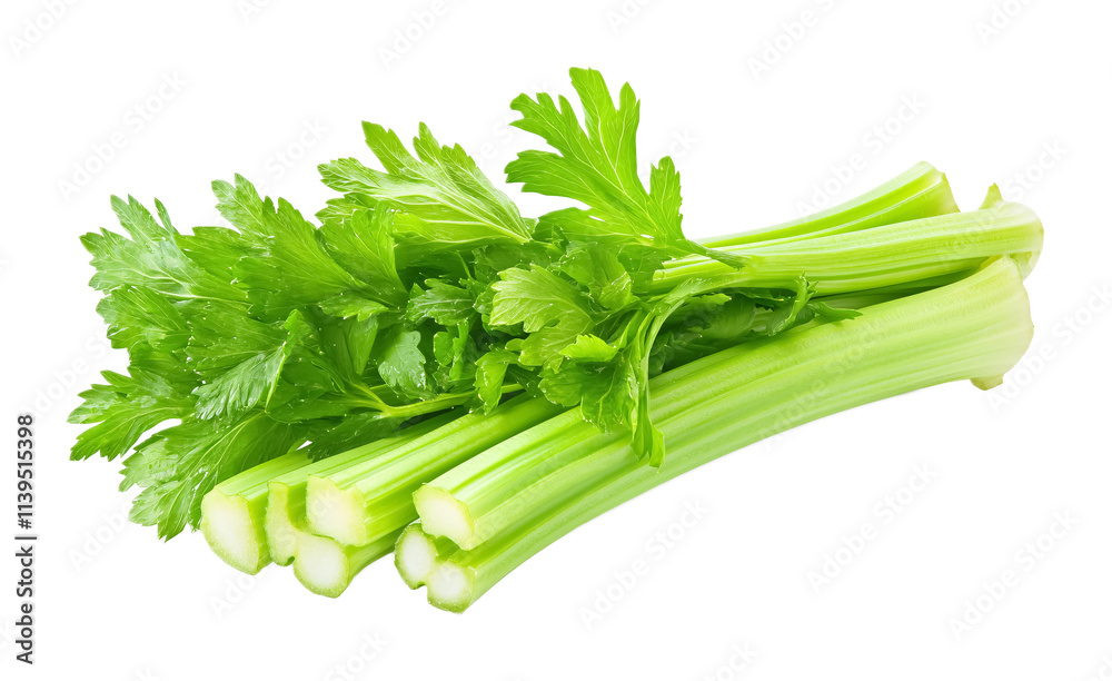 Celery isolated against a white background Celery isolated against a white background