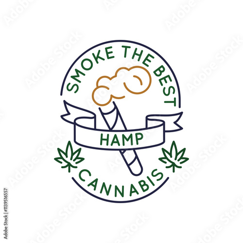 Simple Logo with Smoke Hamp icon. Simple logo with cannabis hamp icon for social media, app, and web design. Vector illustration.