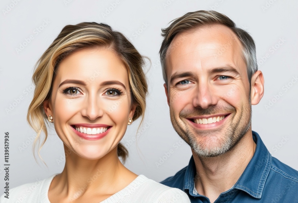 Portrait of two people smiling warmly and confidently Portrait of two people smiling warmly and confidently