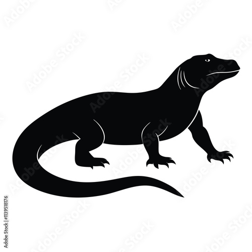 Komodo dragon vector black color silhouette