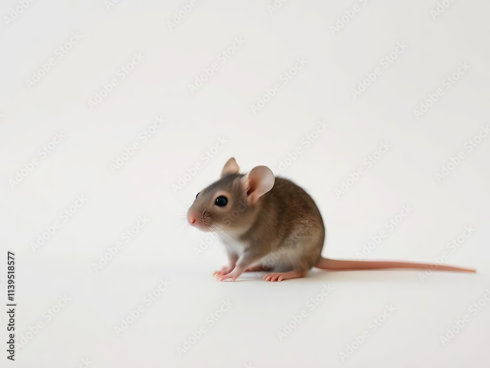 Gentle Gaze of a Tiny Mouse۔ Young Mouse. Mouse on white background Gentle Gaze of a Tiny Mouse۔ Young Mouse. Mouse on white background