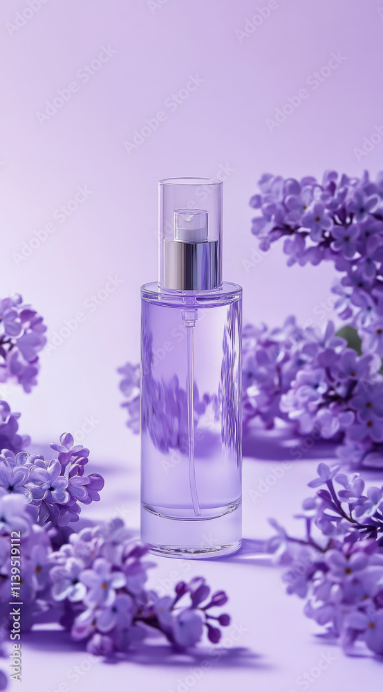Acrylic Stand Surrounded by Purple Lilacs on Gentle Backdrop for Soft and Fresh Interiors Acrylic Stand Surrounded by Purple Lilacs on Gentle Backdrop for Soft and Fresh Interiors