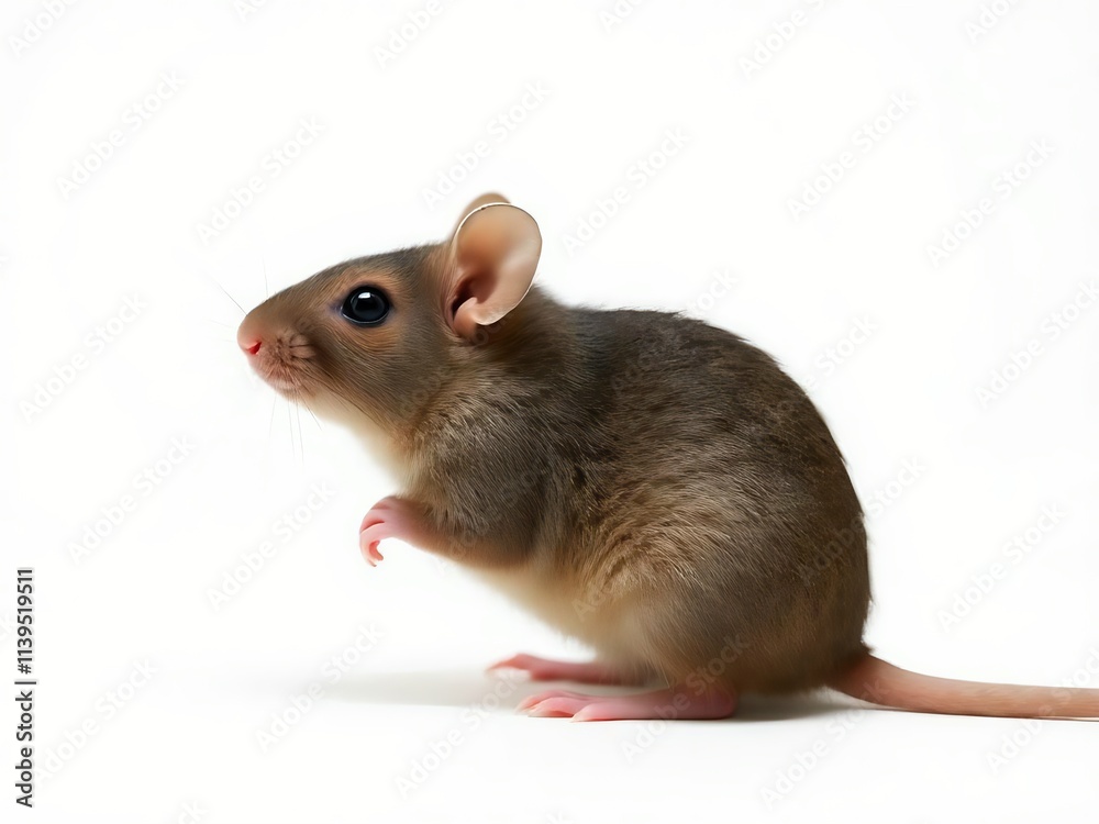 Gentle Gaze of a Tiny Mouse۔ Young Mouse. Mouse on white background Gentle Gaze of a Tiny Mouse۔ Young Mouse. Mouse on white background
