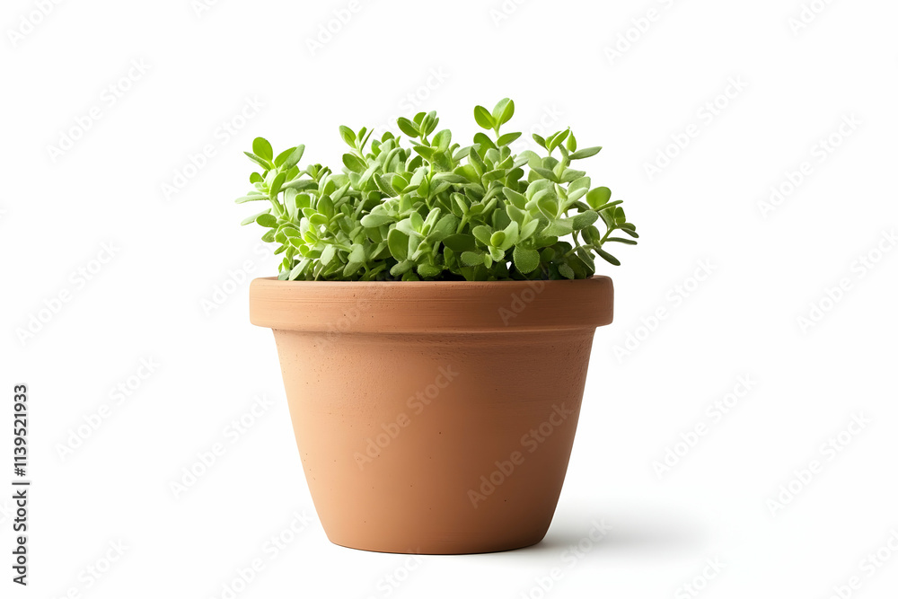 Terracotta Pot with Green Plant Illustration Terracotta Pot with Green Plant Illustration