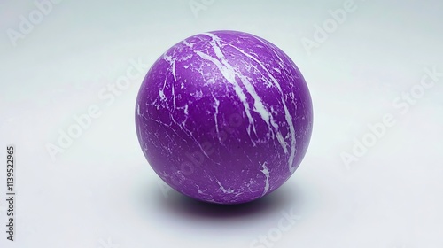 A purple marble ball on a white surface