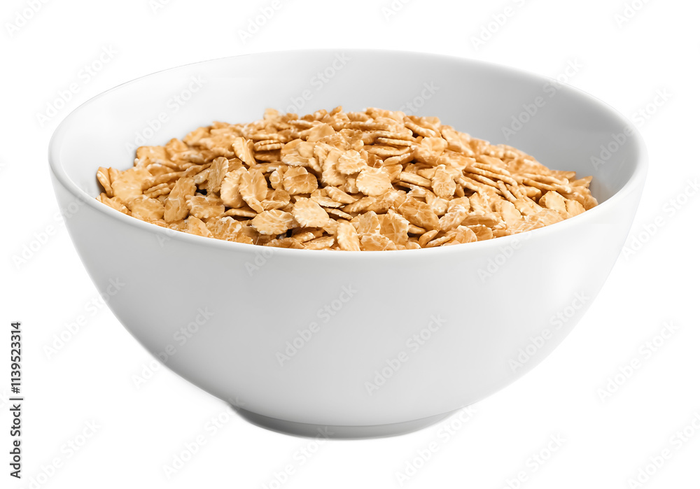 Cereal in a white bowl on a transparent background. isolated background. Cereal in a white bowl on a transparent background. isolated background.