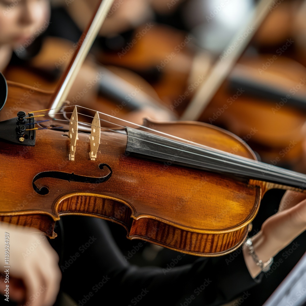 Orchestral Violinist Closeup Harmony and Passion in Performance Orchestral Violinist Closeup Harmony and Passion in Performance