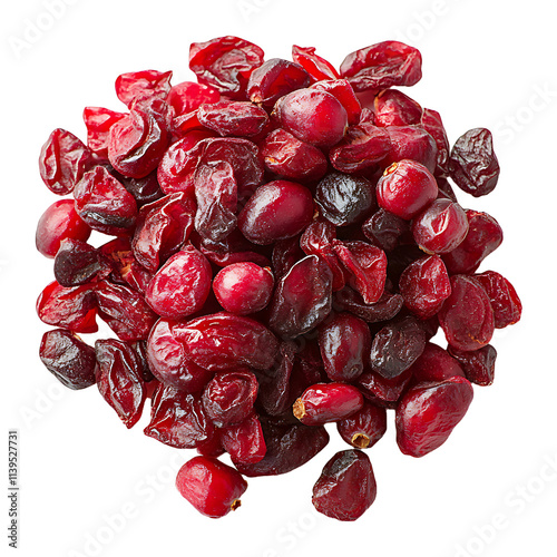 Dried Red Cranberries isolated on transparent background.