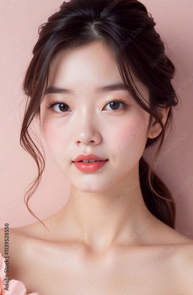 Portrait of a young Asian girl on a light background Portrait of a young Asian girl on a light background