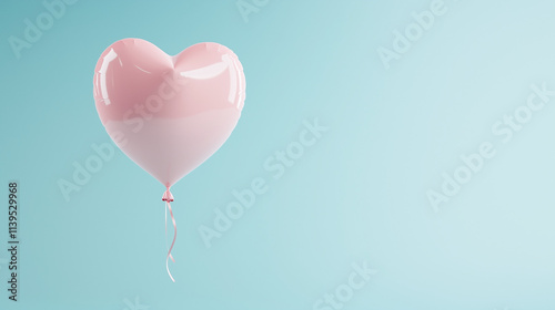 Pink Heart Balloon on Blue ...