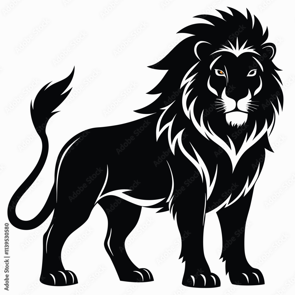 Obraz premium lions vector black color silhouette