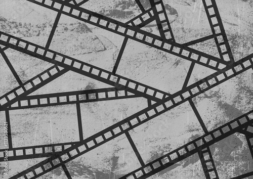 モノクロの重なり合う写真フィルム背景