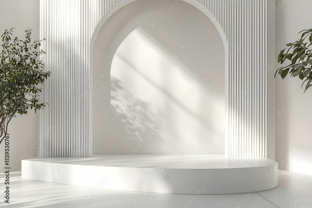 White Minimalist 3D Render Product Background White Minimalist 3D Render Product Background